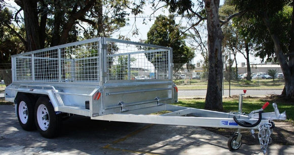 9x5 HEAVY DUTY GALVANISED TANDEM AXLE BRAKED 3200kg ATM BOX TRAILER WITH 600mm CAGE