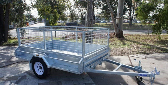 8x5 HEAVY DUTY GALVANISED SINGLE AXLE BOX TRAILER WITH 600mm CAGE