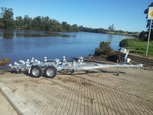 FIB6.4M14T GALVANISED BOAT TRAILER TANDEM AXLE BRAKED TO SUIT UP TO A 6.7mt HULL