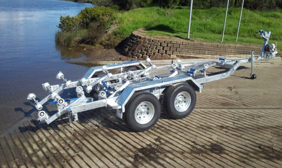 FIB6.4M15T GALVANISED BOAT TRAILER TANDEM AXLE BRAKED TO SUIT UP TO A 6.7mt HULL